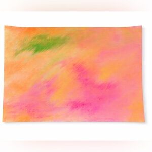 “Summer Glow” Abstract Acrylic Painting Pink Yellow Modern Wall Art 14x11